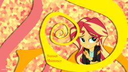 Size: 1920x1080 | Tagged: safe, artist:ahsokafan100, sunset shimmer, human, equestria girls, g4, abstract background, cute, female, solo, vector, wallpaper