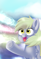 Size: 1429x2039 | Tagged: safe, artist:anonbelle, derpy hooves, pegasus, pony, g4, female, solo, trail