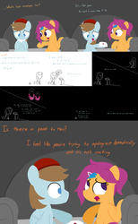 Size: 3840x6240 | Tagged: safe, artist:jake heritagu, chip mint, rain catcher, scootaloo, pony, comic:ask motherly scootaloo, g4, ask-rain-catcher, camera, casket, comic, couch, crying, envelope, hairpin, money bag, motherly scootaloo