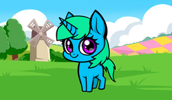 Size: 1024x600 | Tagged: safe, oc, oc only, oc:snappy pace, pony, unicorn, female, solo, windmill