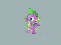 Size: 2048x1536 | Tagged: safe, artist:pinkflutter, spike, dragon, g4, gray background, male, simple background, solo, sparkling, walking