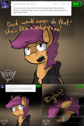 Size: 1500x2250 | Tagged: safe, artist:conmanwolf, scootaloo, pegasus, pony, ask factory scootaloo, fanfic:rainbow factory, g4, battery, clothes, comic, crying, factory scootaloo, recording