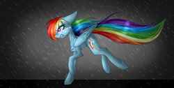 Size: 2693x1357 | Tagged: safe, artist:fellabyss, rainbow dash, pegasus, pony, g4, crying, female, mare, rain, solo
