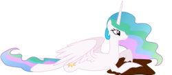 Size: 1843x805 | Tagged: safe, artist:byteslice, princess celestia, alicorn, pony, g4, .svg available, female, mare, missing accessory, mud, prone, simple background, solo, sploot, svg, transparent background, vector