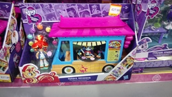 Size: 4096x2304 | Tagged: safe, sunset shimmer, equestria girls, g4, cute, doll, equestria girls minis, female, food truck, irl, photo, smyths toys, sunset sushi, toy, united kingdom, van