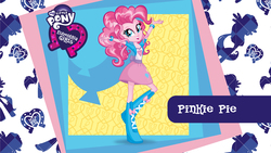 Size: 2560x1440 | Tagged: safe, pinkie pie, equestria girls, g4, official, female, mlp club, my little pony logo, solo, wallpaper