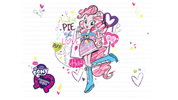 Size: 2560x1440 | Tagged: safe, pinkie pie, equestria girls, g4, official, female, mlp club, my little pony logo, solo, wallpaper