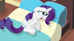 Size: 1920x1080 | Tagged: safe, artist:byteslice, rarity, pony, unicorn, g4, .svg available, bed, crying, female, mare, pillow, solo, svg, vector