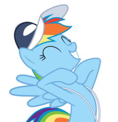 Size: 570x591 | Tagged: safe, artist:byteslice, rainbow dash, pony, flight to the finish, g4, .svg available, ^^, coach rainbow dash, cute, dashabetes, eyes closed, female, hat, mare, simple background, solo, svg, transparent background, vector, whistle