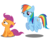 Size: 1438x1092 | Tagged: safe, artist:byteslice, rainbow dash, scootaloo, pegasus, pony, g4, .svg available, crying, duo, duo female, female, filly, flying, mare, simple background, svg, transparent background, vector