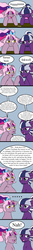 Size: 1000x7679 | Tagged: safe, artist:jolliapplegirl, oc, oc:inkwell, oc:sirius veil, earth pony, pony, unicorn, comic, crossover, dialogue, grammar error, half-siblings, interdimensional siblings, magical lesbian spawn, male, next generation, offspring, parent:flash sentry, parent:princess celestia, parent:twilight sparkle, parents:flashlight, parents:twilestia, simple background, stallion, ye olde butcherede englishe