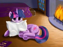 Size: 1500x1126 | Tagged: safe, artist:yukkuripalehorse, twilight sparkle, alicorn, pony, bed, book, butt, cute, dock, female, fireplace, looking at you, pillow, plot, solo, twiabetes, twilight sparkle (alicorn)