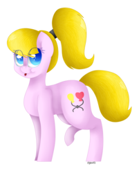 Size: 1861x2311 | Tagged: safe, artist:kawurin, oc, oc only, oc:lola balloon, earth pony, pony, female, mare, raised leg, simple background, solo, tongue out, transparent background