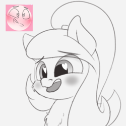 Size: 600x600 | Tagged: safe, artist:malwinters, oc, oc only, oc:nightwind, pony, bust, expressions, heart eyes, monochrome, open mouth, portrait, solo, wingding eyes