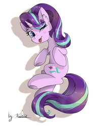 Size: 826x1098 | Tagged: safe, artist:kaliner123, starlight glimmer, pony, unicorn, g4, blushing, cheek fluff, chest fluff, cute, ear fluff, female, glimmerbetes, mare, one eye closed, simple background, smiling, solo, tongue out, white background, wink