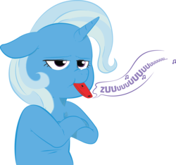 Size: 2993x2796 | Tagged: safe, artist:raph13th, editor:lyracorn, trixie, pony, unicorn, comic:glim glam and pals, g4, crossed arms, disappointed, female, floppy ears, high res, kazoo, mare, musical instrument, nose wrinkle, simple background, solo, transparent background