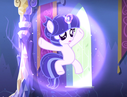 Size: 2796x2152 | Tagged: safe, artist:velveagicsentryyt, oc, oc only, oc:galaxy sparkle, pony, unicorn, base used, female, filly, high res, levitation, magic, offspring, offspring's offspring, parent:oc:spectrum night, parent:oc:velvet sentry, parents:oc x oc, self-levitation, solo, telekinesis