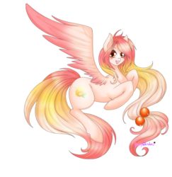 Size: 1024x1052 | Tagged: safe, artist:bunnywhiskerz, oc, oc only, oc:summer peach, pegasus, pony, female, mare, solo