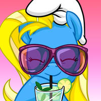 Size: 200x200 | Tagged: safe, oc, oc only, oc:twinkiepie, pony, drink, eyes closed, hat, lime, solo, straw, sunglasses