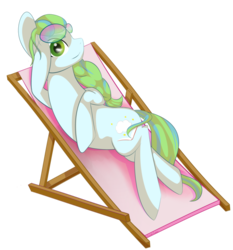 Size: 800x859 | Tagged: safe, artist:hirundoarvensis, oc, oc only, oc:ciepla zima, earth pony, pony, beach chair, chair, female, mare, simple background, solo, sunbathing, sunglasses, transparent background