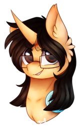 Size: 862x1316 | Tagged: safe, artist:cloud-drawings, oc, oc only, oc:cosmic dawn, pony, unicorn, bust, female, glasses, headphones, mare, portrait, simple background, solo, transparent background