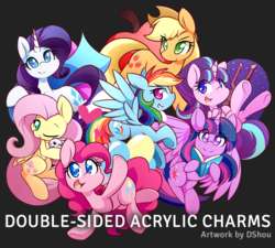 Size: 638x575 | Tagged: safe, artist:dshou, angel bunny, applejack, fluttershy, pinkie pie, rainbow dash, rarity, starlight glimmer, twilight sparkle, alicorn, earth pony, pegasus, pony, unicorn, g4, balloon, book, s5 starlight, simple background, staff, staff of sameness, twilight sparkle (alicorn)