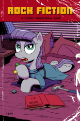 Size: 2756x4169 | Tagged: safe, artist:pony-berserker, maud pie, earth pony, pony, g4, female, looking at you, parody, prone, pulp fiction, rock candy, rock hammer, solo