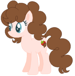 Size: 410x416 | Tagged: safe, artist:brownmota, oc, oc only, oc:strawberrie pie, earth pony, pony, female, mare, offspring, parent:cheese sandwich, parent:pinkie pie, parents:cheesepie, simple background, solo, transparent background