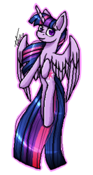 Size: 200x375 | Tagged: safe, artist:inspiredpixels, twilight sparkle, alicorn, pony, g4, female, flying, mare, pixel art, simple background, solo, transparent background, twilight sparkle (alicorn)