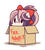 Size: 670x750 | Tagged: safe, artist:xwhitedreamsx, oc, oc only, oc:sweet velvet, bat pony, pony, bow, box, cardboard box, chibi, cute, female, hair bow, mare, ocbetes, solo