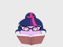 Size: 320x240 | Tagged: safe, artist:root, flash sentry, sci-twi, twilight sparkle, equestria girls, g4, animated, book, gif, head, heavy breathing, lemme smash