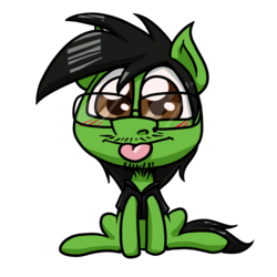 Size: 1000x1000 | Tagged: safe, artist:alittleofsomething, oc, oc only, oc:cactus needles, pony, chibi, glasses, solo, tongue out