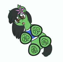 Size: 559x550 | Tagged: safe, artist:alittleofsomething, oc, oc only, oc:prickly pears, pony, against glass, fetish, flower, flower in hair, frog (hoof), glass, glass surface, hoof fetish, looking down, solo, underhoof
