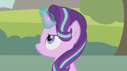 Size: 541x304 | Tagged: safe, artist:forgalorga, queen chrysalis, starlight glimmer, changeling, changeling queen, pony, unicorn, starlight wants your cutie mark, g4, animated, crater, death, duo, execution, female, fight, former queen chrysalis, gif, hilarious in hindsight, hoverboard, implied death, magic, mare, ponyville, punish the villain, starlight glimmer is overpowered, starlight vs chrysalis, stolen cutie marks, swegway