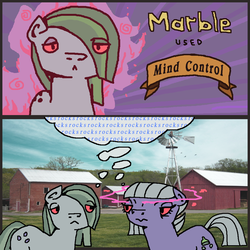 Size: 1044x1045 | Tagged: safe, artist:grinwild, derpibooru exclusive, limestone pie, marble pie, earth pony, pony, g4, bloodshot eyes, comic, irl, mind control, photo, pie sisters, ponies in real life, siblings, sisters