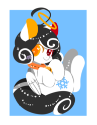 Size: 600x776 | Tagged: safe, artist:snow angel, oc, oc only, oc:snow angel, pegasus, pony, bell, bell collar, collar, cute, female, halo, heart eyes, heterochromia, mare, ocbetes, solo, wingding eyes
