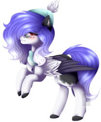 Size: 1437x1726 | Tagged: safe, artist:mauuwde, oc, oc only, oc:noodle, pegasus, pony, clothes, female, mare, scarf, simple background, solo, transparent background, winter hat