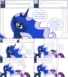 Size: 1284x1446 | Tagged: safe, artist:hakunohamikage, princess luna, twilight sparkle, alicorn, pony, ask-princesssparkle, g4, ask, tumblr, twilight sparkle (alicorn)