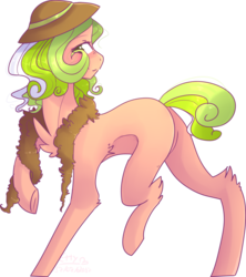 Size: 1551x1744 | Tagged: safe, artist:erinartista, oc, oc only, oc:lime berry, earth pony, pony, chest fluff, female, hat, mare, simple background, solo, transparent background