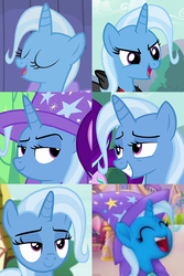 Size: 600x900 | Tagged: safe, screencap, starlight glimmer, trixie, pony, unicorn, all bottled up, boast busters, g4, magic duel, my little pony: the movie, no second prances, to where and back again, collage, comparison, cropped, female, mare