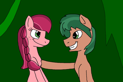 Size: 1101x731 | Tagged: safe, artist:alexeigribanov, gloriosa daisy, timber spruce, earth pony, pony, g4, brother and sister, equestria girls ponified, female, male, mare, ponified, stallion