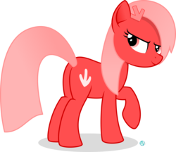 Size: 2199x1899 | Tagged: safe, artist:arifproject, oc, oc only, oc:downvote, pony, derpibooru, g4, >:), butt, derpibooru ponified, gradient mane, looking at you, meta, plot, ponified, raised hoof, rear view, simple background, smiling, solo, transparent background, vector