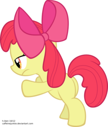 Size: 1000x1175 | Tagged: safe, artist:caffeinejunkie, apple bloom, earth pony, pony, bridle gossip, g4, apple bloom's bow, bipedal, bipedal leaning, bow, butt, female, filly, hair bow, leaning, plot, simple background, solo, transparent background, vector