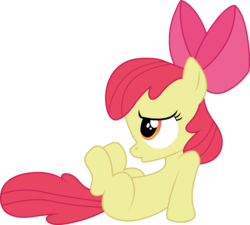 Size: 800x719 | Tagged: safe, artist:bloodykeyblade, apple bloom, earth pony, pony, g4, the show stoppers, apple bloom's bow, bow, female, filly, hair bow, legs in air, open mouth, simple background, sitting, solo, transparent background, vector