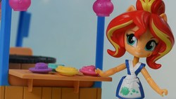 Size: 1280x720 | Tagged: safe, sunset shimmer, equestria girls, g4, doll, equestria girls minis, eqventures of the minis, female, food, food truck, japanese, merchandise, solo, sunset sushi, toy, truck