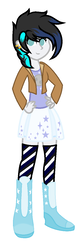 Size: 430x1316 | Tagged: safe, artist:calibykitty, oc, oc only, oc:moonshine twinkle, equestria girls, g4, boots, clothes, cute, ear piercing, earring, equestria girls-ified, female, jewelry, piercing, shoes, simple background, skirt, socks, solo, striped socks, thigh highs, white background, zettai ryouiki