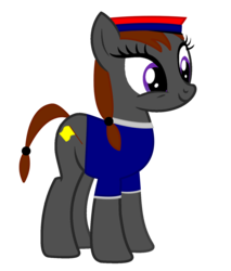 Size: 1284x1510 | Tagged: safe, artist:bronywawa, oc, oc only, oc:steel road, earth pony, pony, cap, clothes, female, flag, hat, mare, simple background, solo, transparent background, uniform