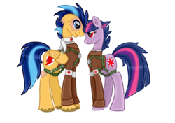 Size: 1024x722 | Tagged: safe, artist:jessyxkisuxkata, flash sentry, twilight sparkle, alicorn, pegasus, pony, g4, couple, crossover, female, love, male, scar, ship:flashlight, shipping, straight