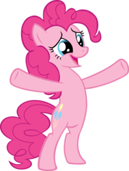 Size: 1024x1354 | Tagged: safe, artist:thefrostspark, pinkie pie, earth pony, pony, g4, the lost treasure of griffonstone, bipedal, female, hug request, mare, simple background, solo, transparent background, vector