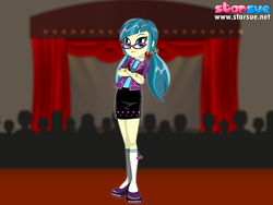 Size: 800x600 | Tagged: safe, artist:user15432, juniper montage, human, equestria girls, equestria girls specials, g4, mirror magic, movie magic, bracelet, clothes, crossed arms, glasses, hasbro, jewelry, shoes, socks, solo, starsue